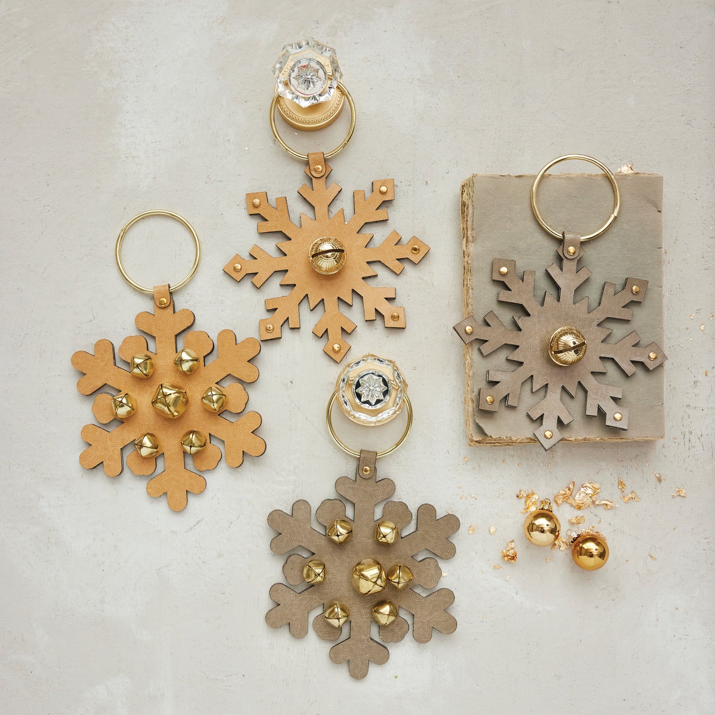 Leather Snowflake Door Hanger w/ Bells