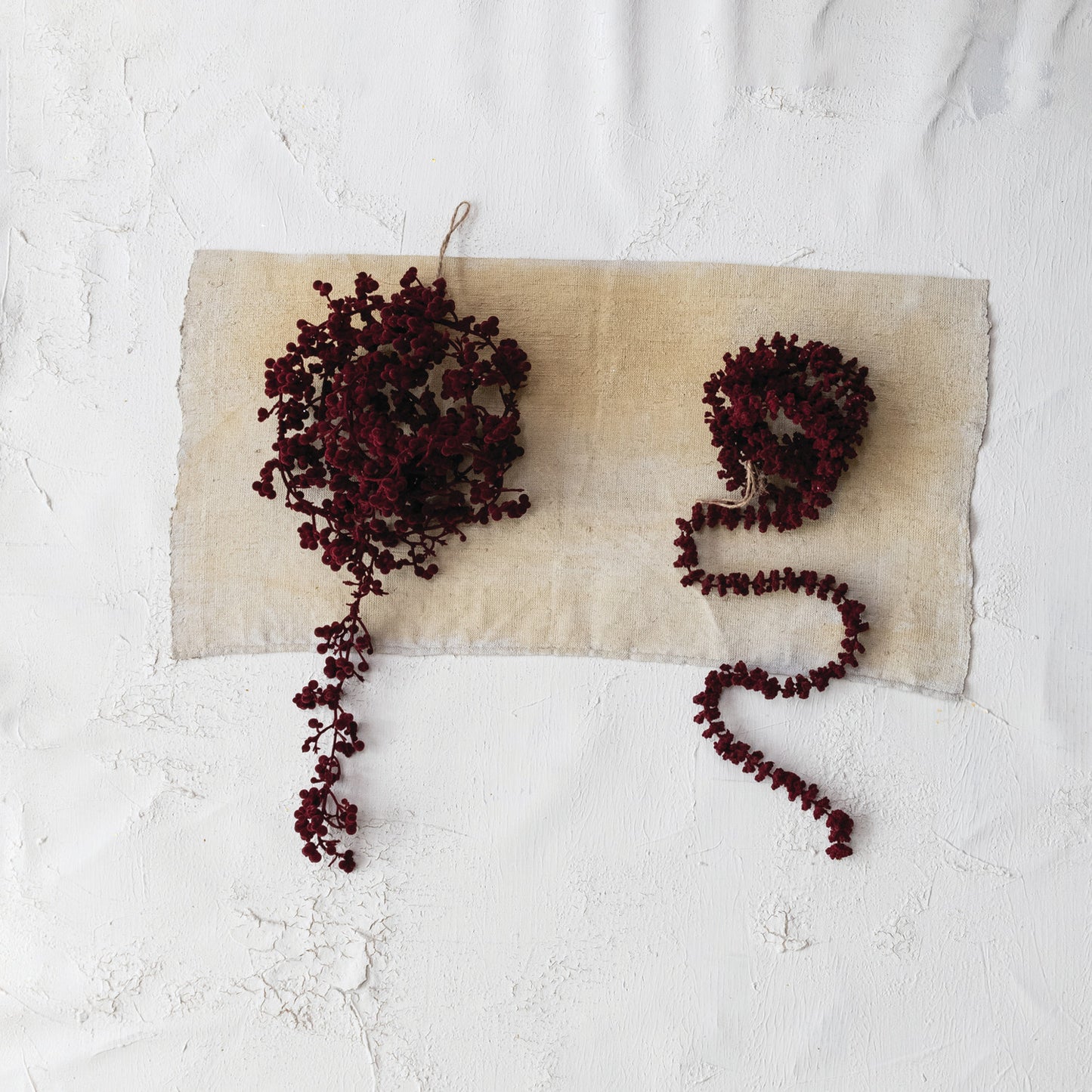 Burgundy Flocking Foam Ball Garland | 72"