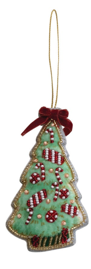 Beaded Fabric Christmas Tree Ornament