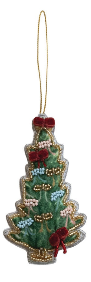 Beaded Fabric Christmas Tree Ornament