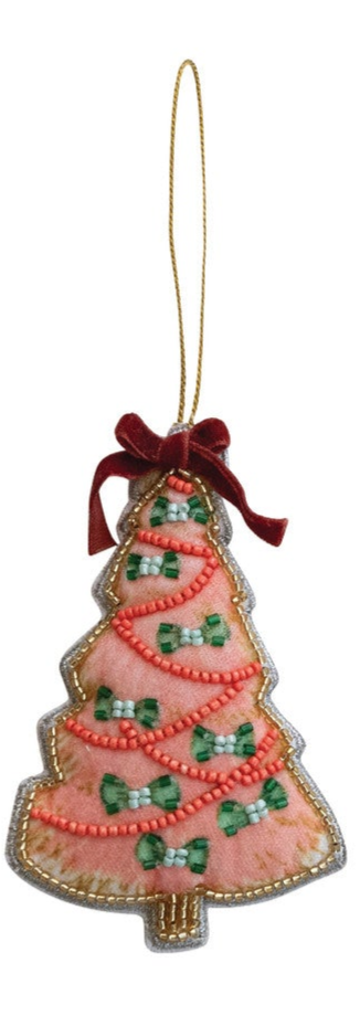 Beaded Fabric Christmas Tree Ornament