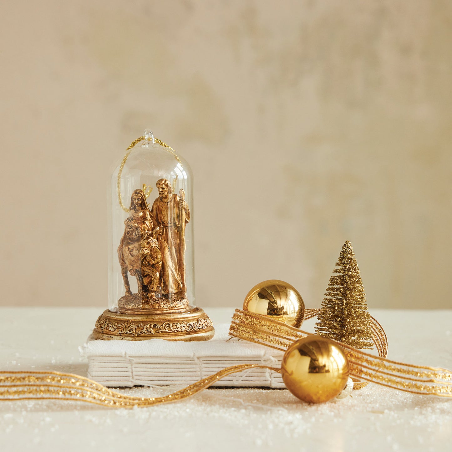 LED Cloche Holy Family Ornament