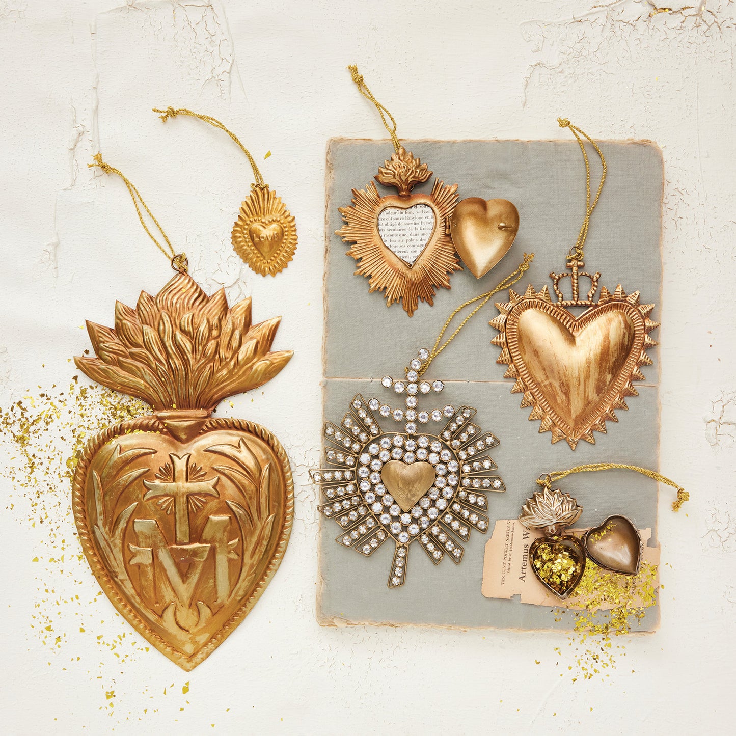 Embossed Sacred Heart Locket Ornament