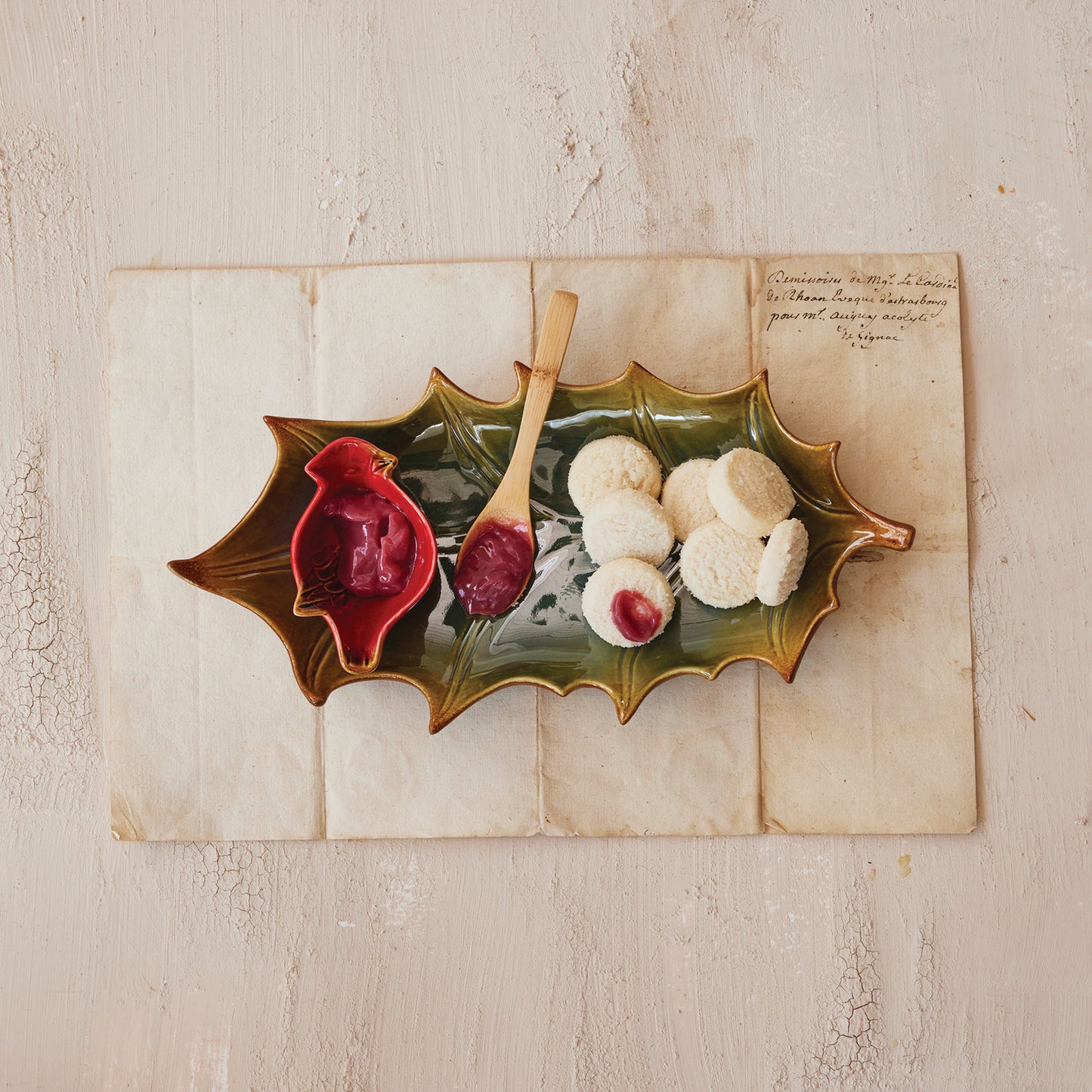 Holly Leaf Bowl & Cardinal Dish | Set of 3
