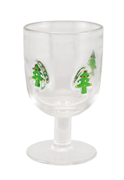 Christmas Embedded Icon Stemmed Wine Glass
