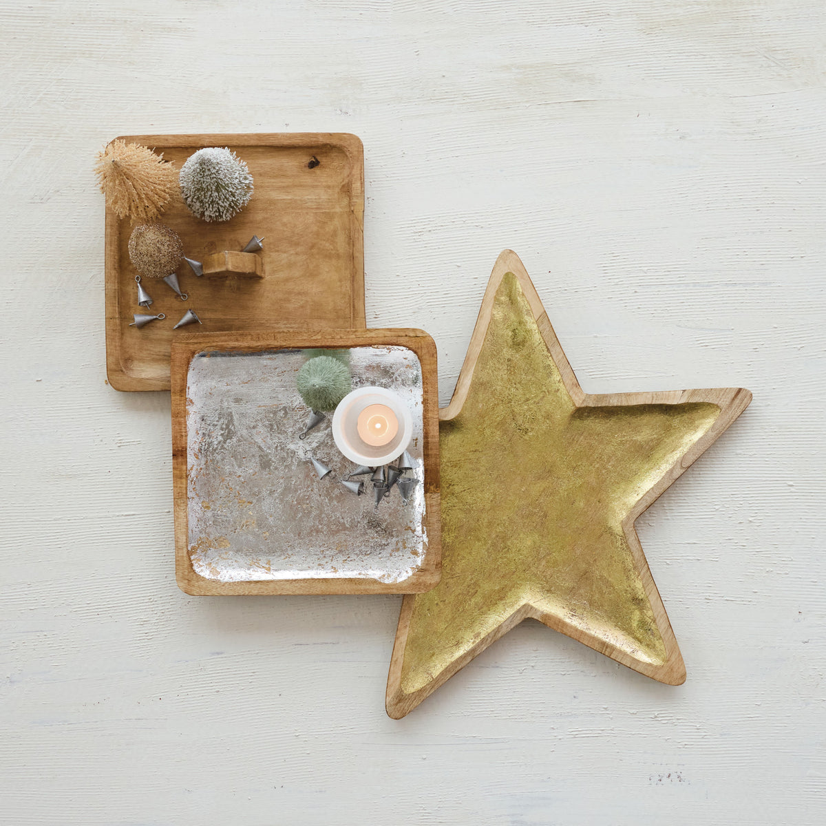 Mango Wood Gold Foil Star Tray