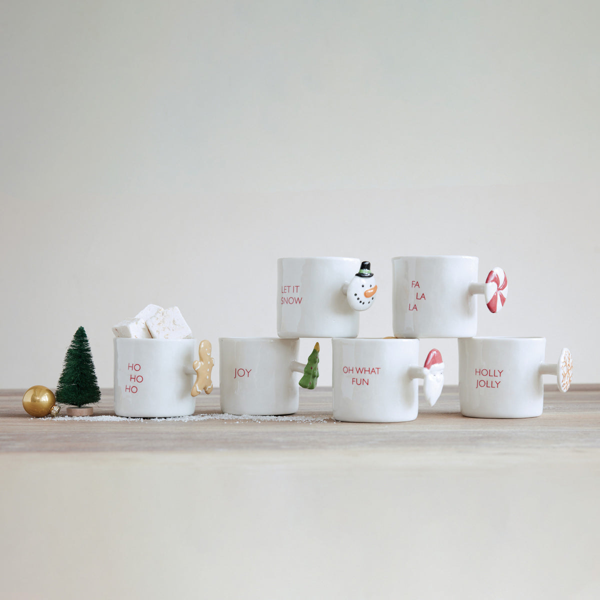 Stoneware Holiday Icon Handle Mug
