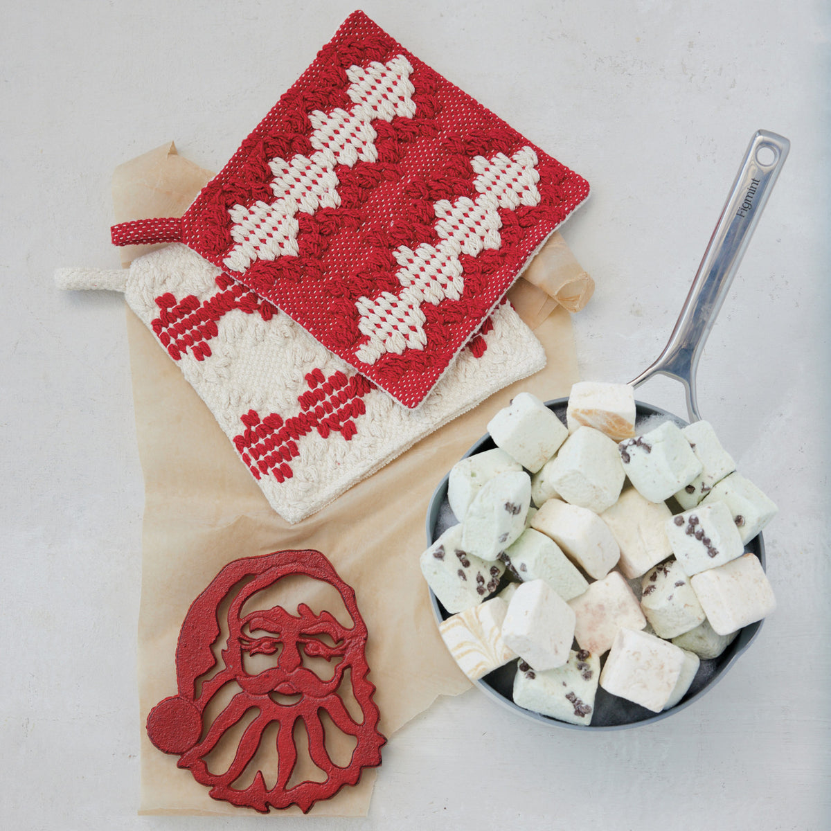 Red Cast Iron Santa Trivet