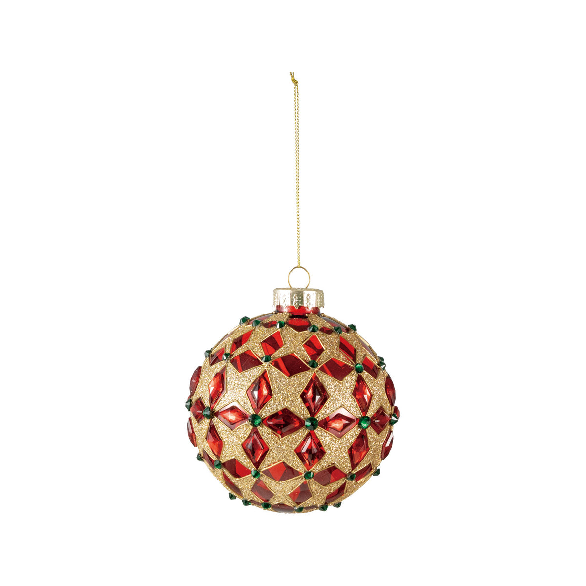 Jeweled Gold Glass Ornament