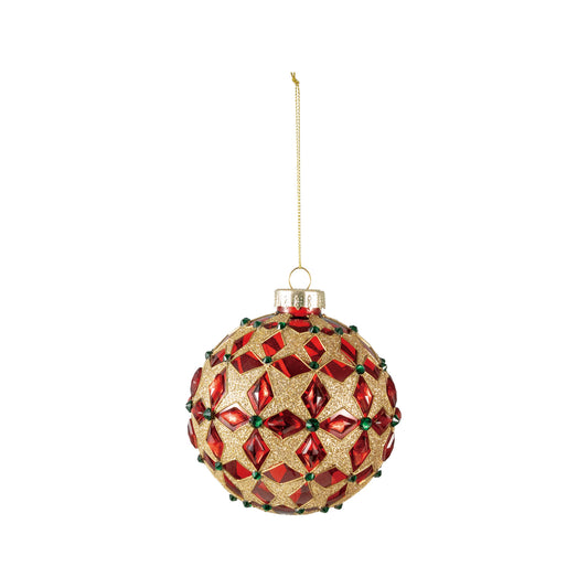 Jeweled Gold Glass Ornament