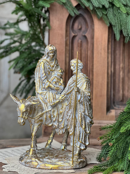Holy Noel Family Statue | Gilded