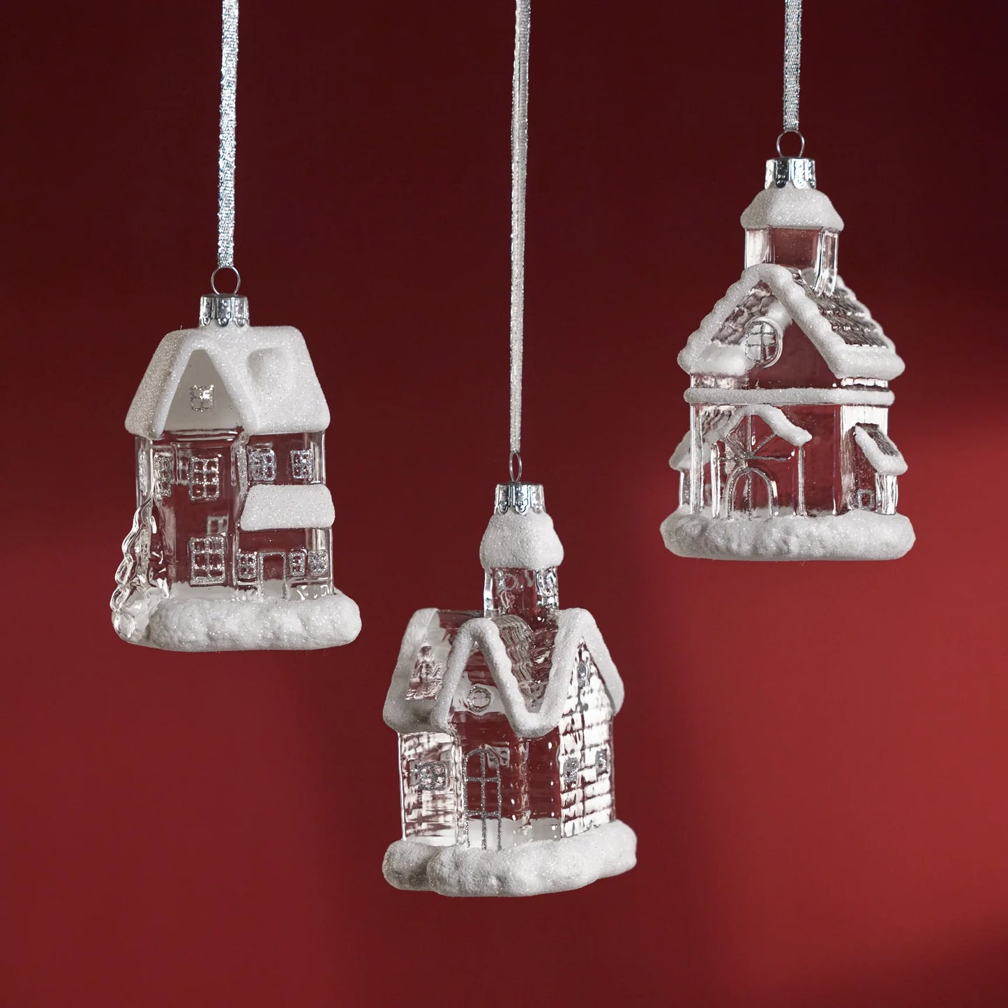 Glass House Ornament | Clear & White