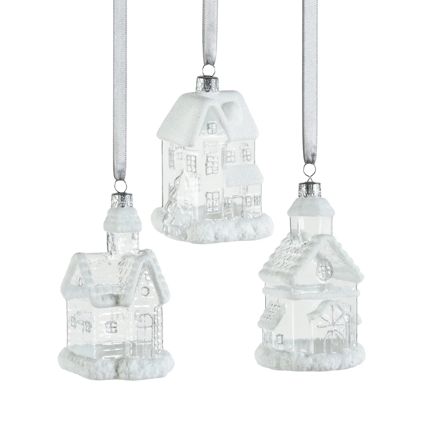 Glass House Ornament | Clear & White