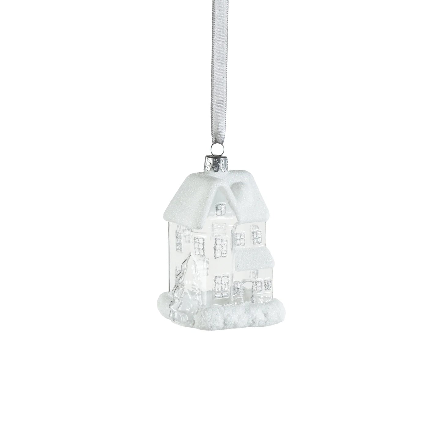 Glass House Ornament | Clear & White