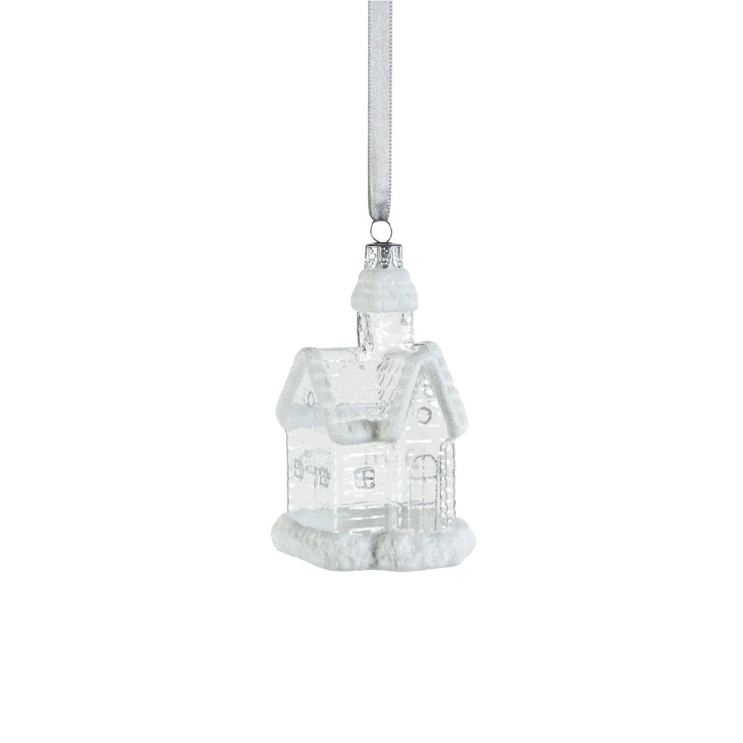 Glass House Ornament | Clear & White