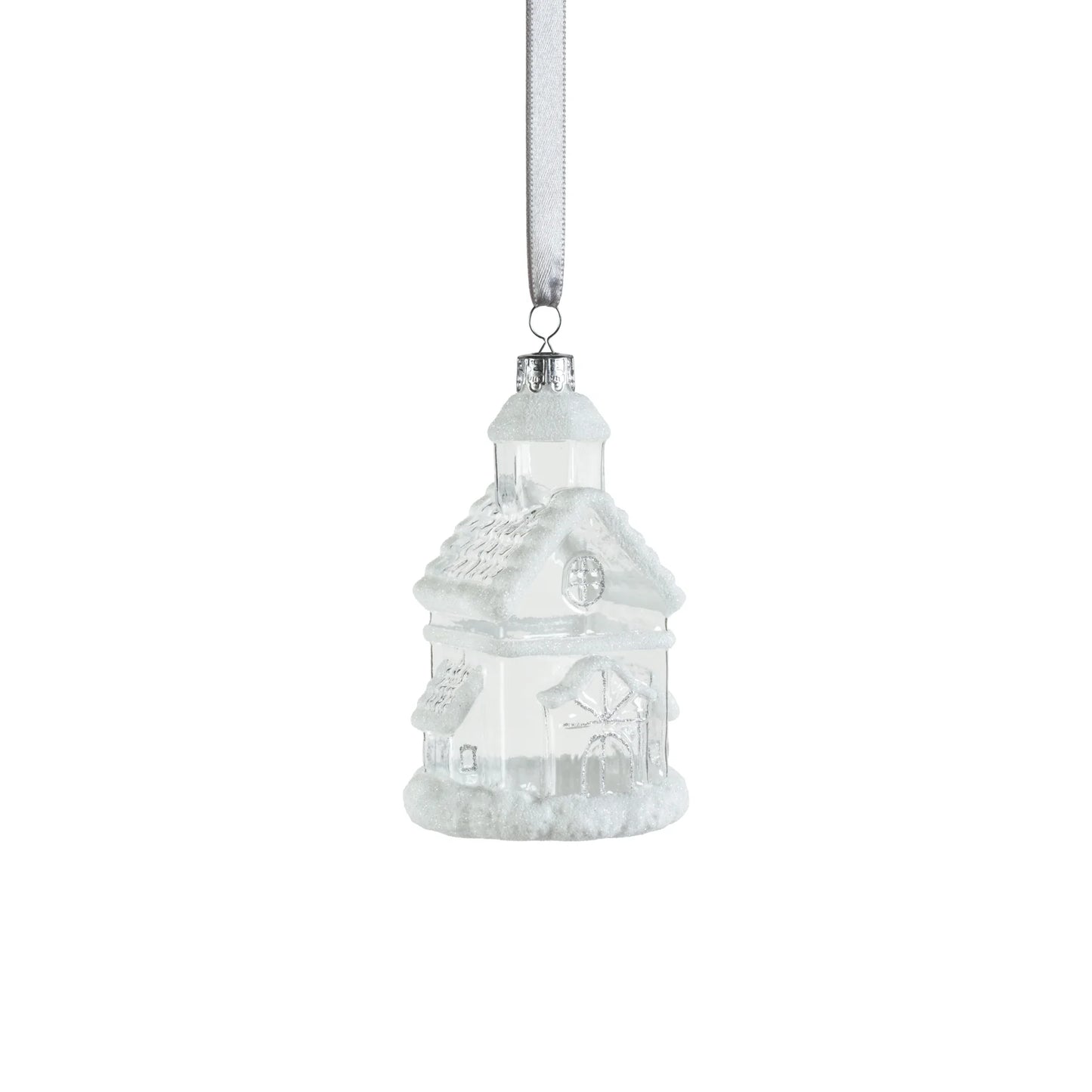 Glass House Ornament | Clear & White