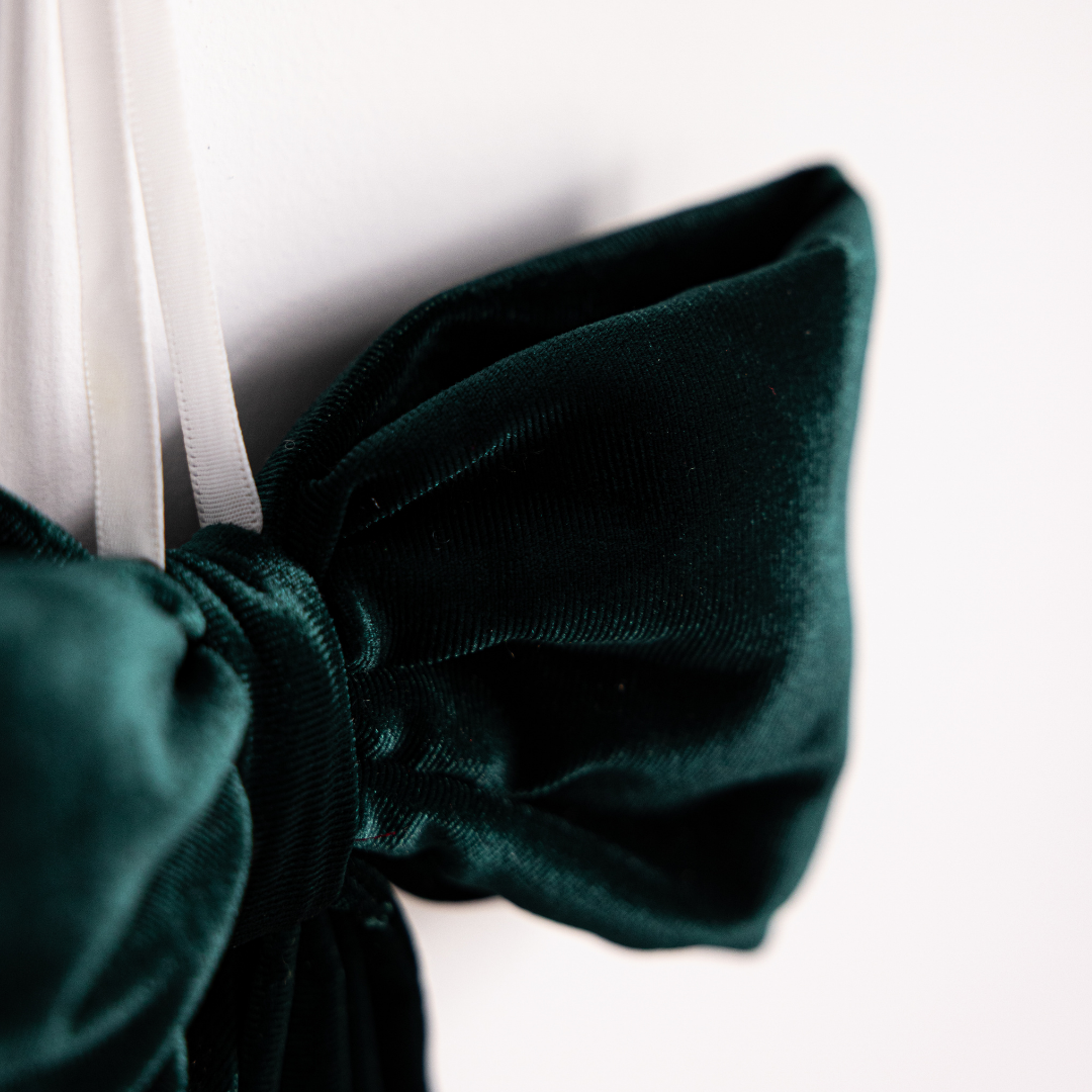 Emerald Green Velvet Fabric Bow | Large