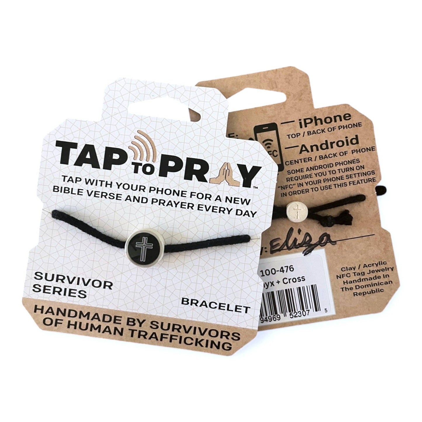 Tap To Pray® Bracelet | Sea Foam + Cross