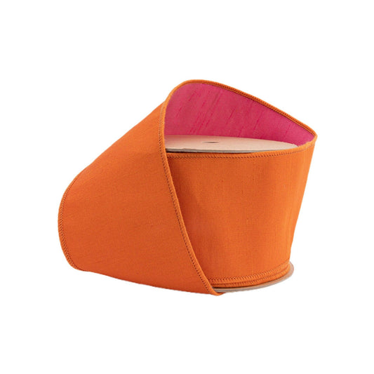 4" Wired Double-fused Ribbon | Orange/Hot Pink