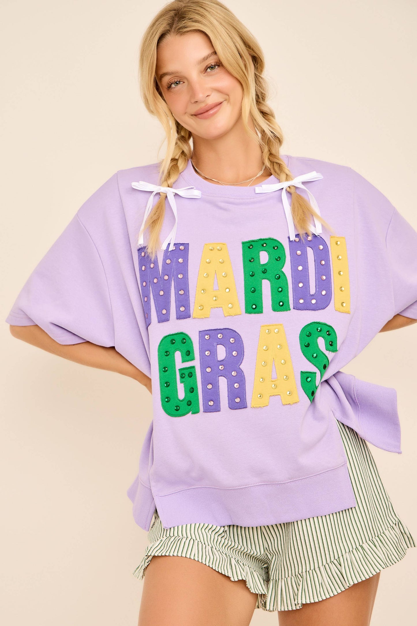 Mardi Gras Studded Oversized Tee