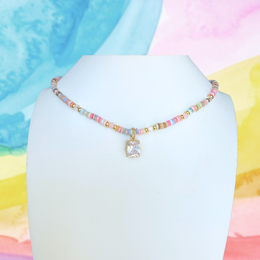 Violet Beaded Necklace | Multicolor