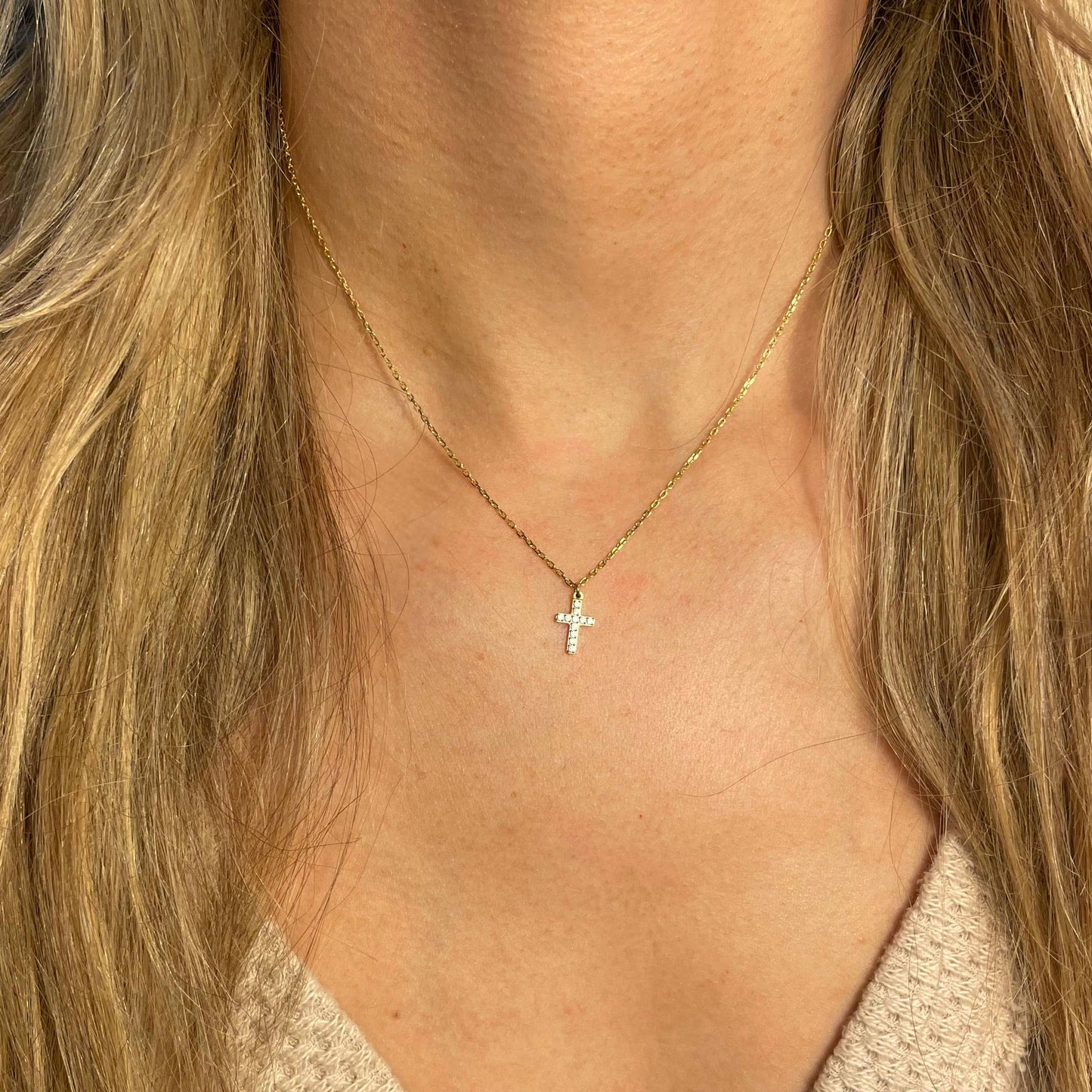 Crystal Cross Necklace | Waterproof