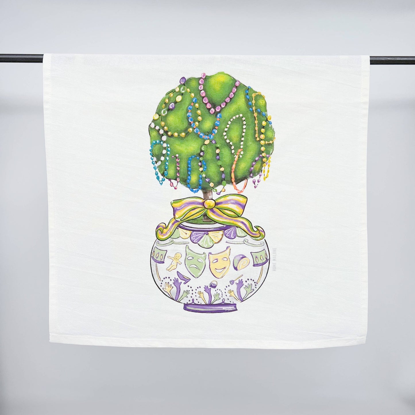 Chinoiserie Mardi Gras Bead Kitchen Tea Towel