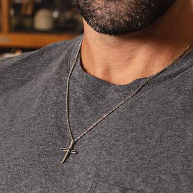Men’s Stainless Steel Nail Cross Necklace | 24"