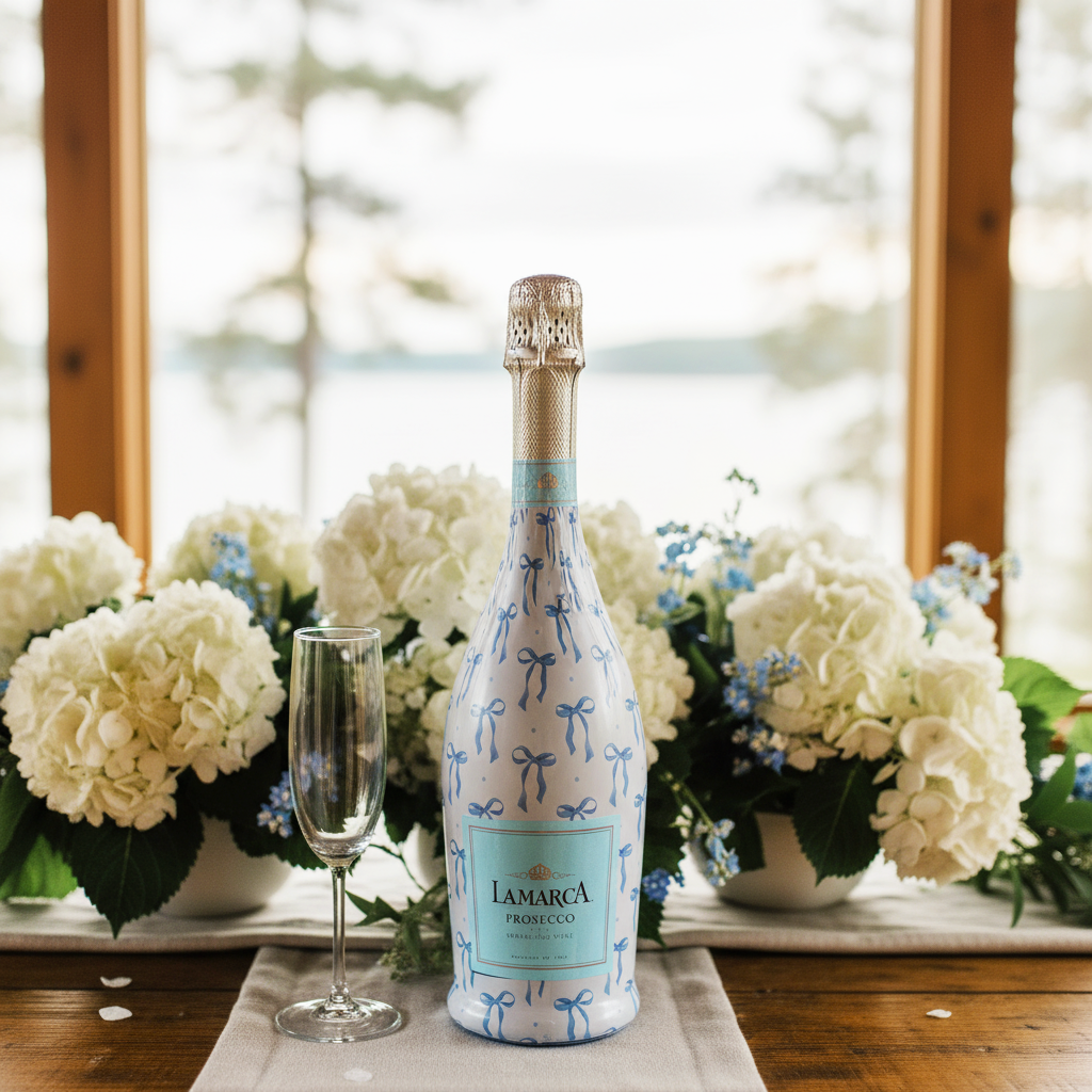 Beau Bottles Wrap | Grand-millenial Blue Bows
