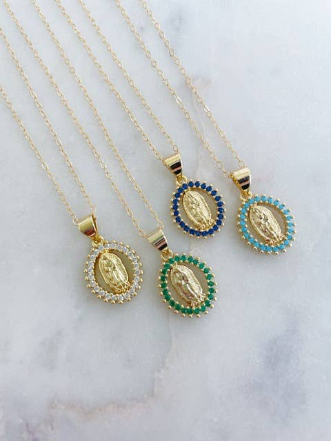 Crystal Virgin Mary Necklace | Crystal - 18"