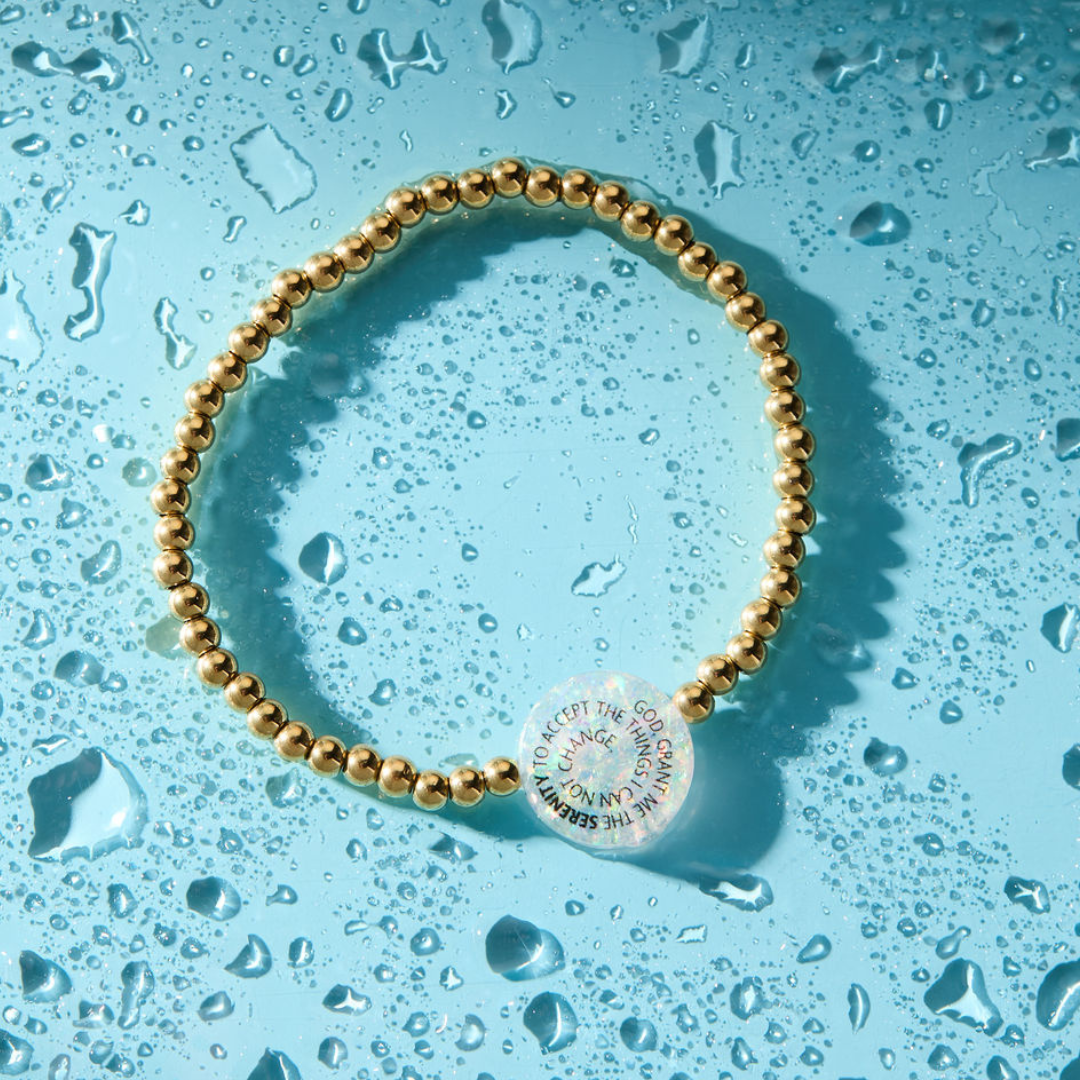Holy Water Serenity Prayer Bracelet | Yellow Gold