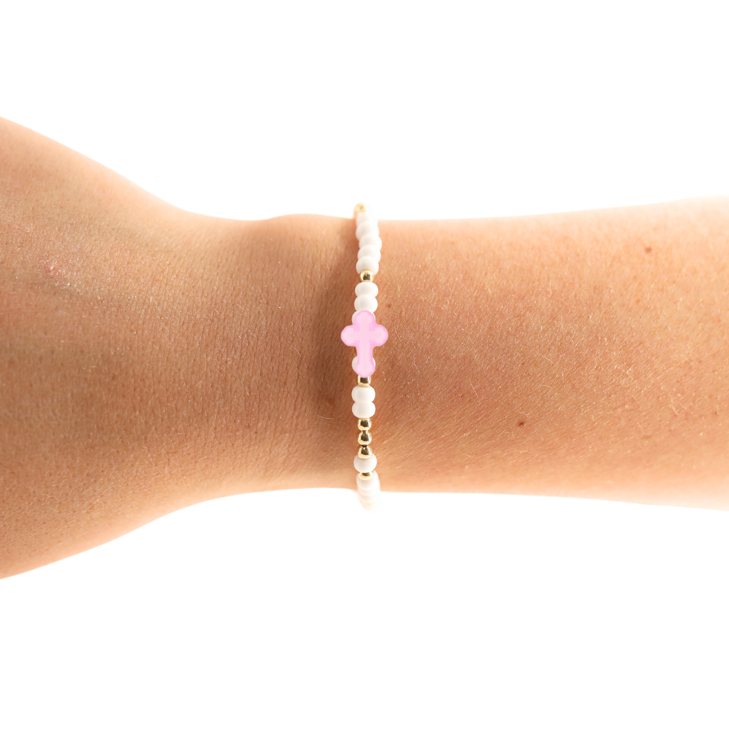 Pink Cross Sprinkle Bracelet | Kids Size