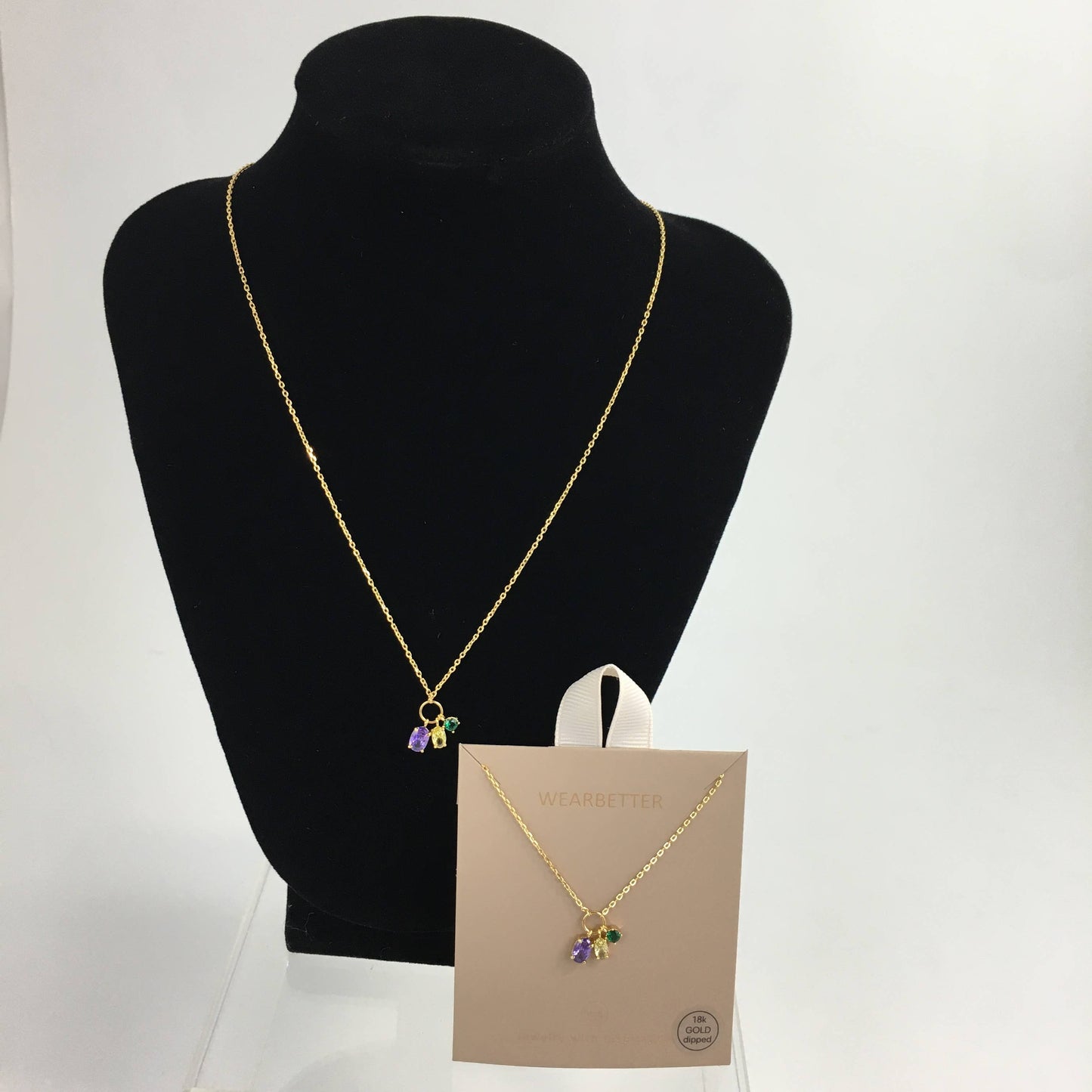 Mardi Gras 3-Gem Necklace 