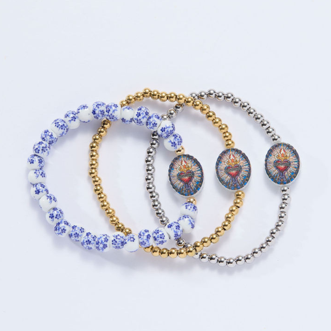 Holy Water Sacred Heart Bracelet | Waterproof Gold
