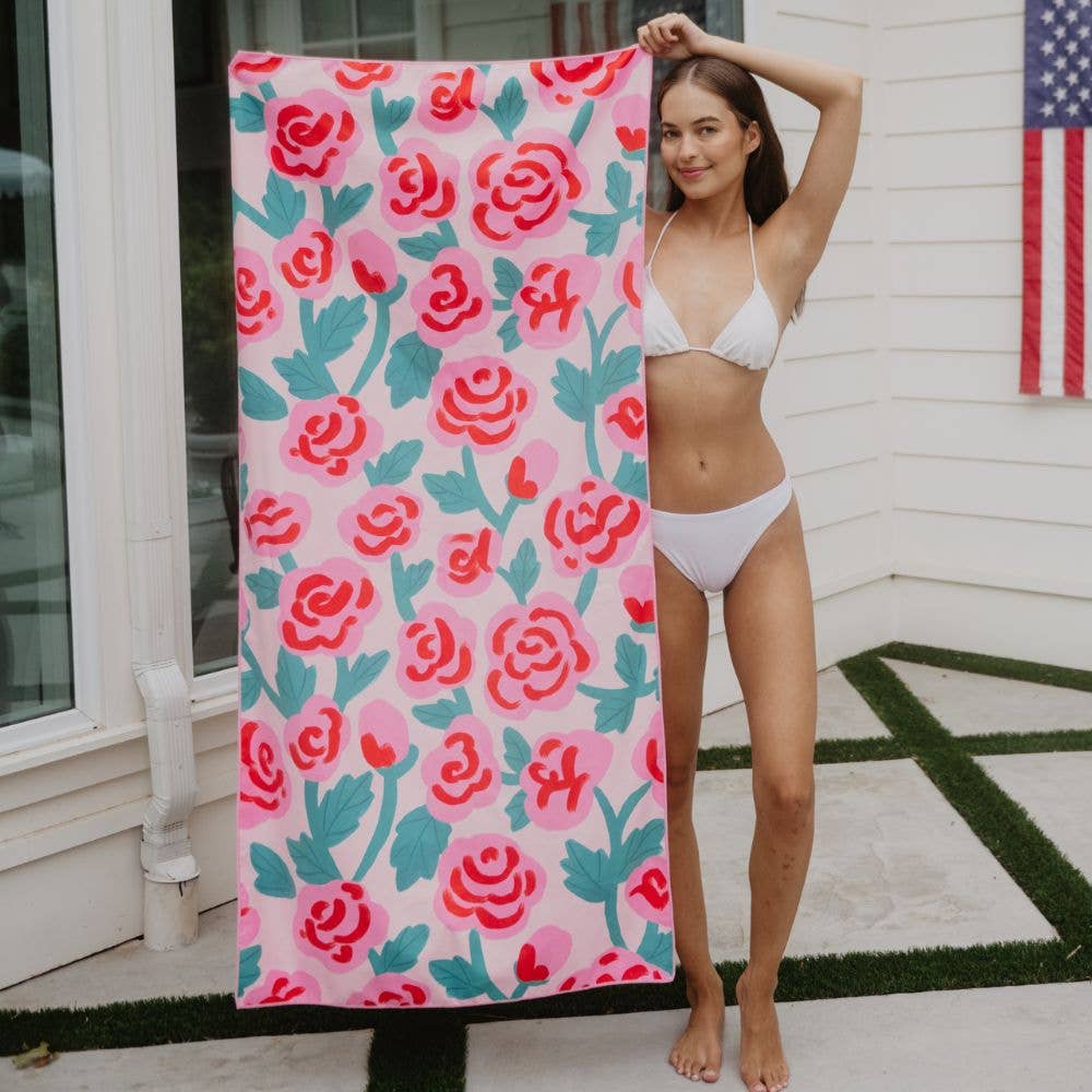 Roses All Over Reversible Beach Towel