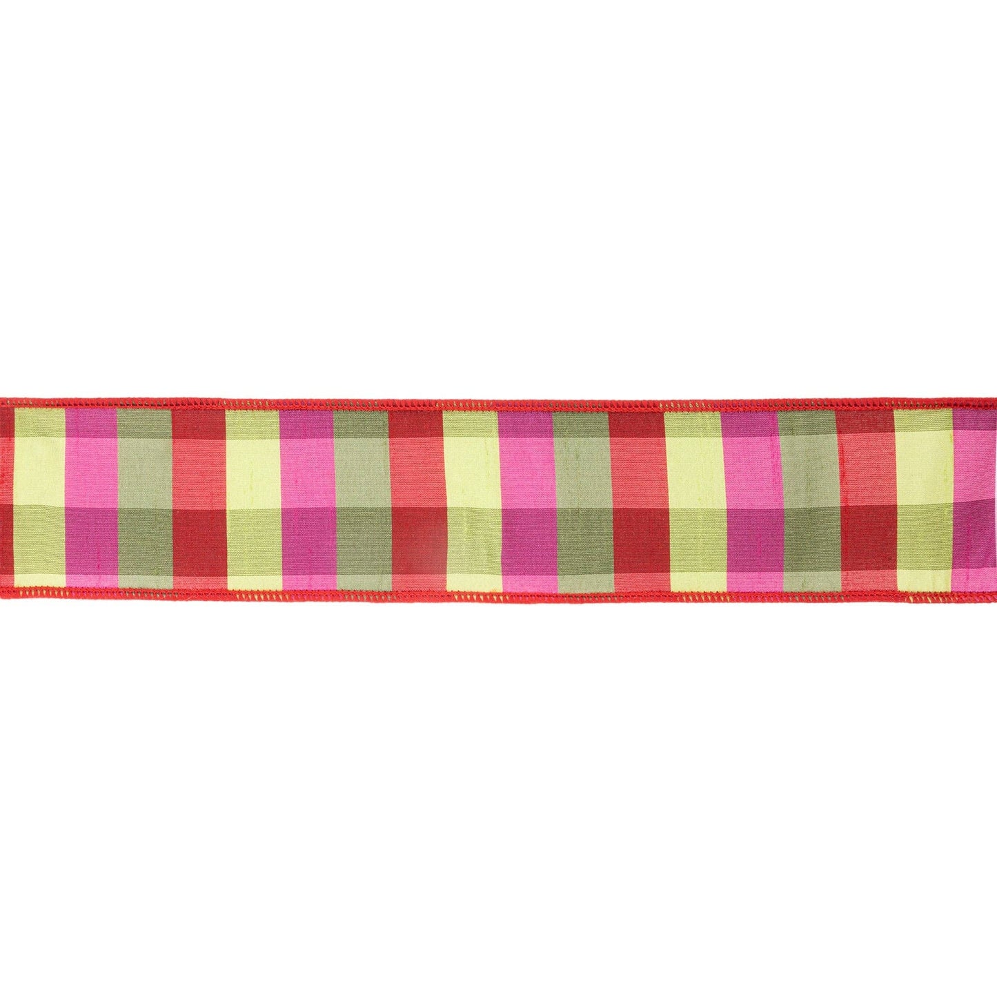 2.5" Wired Ribbon | Green/Pink/Red Check
