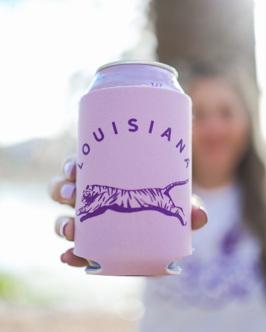 Louisiana Jumping Tiger Can Cooler : Purple