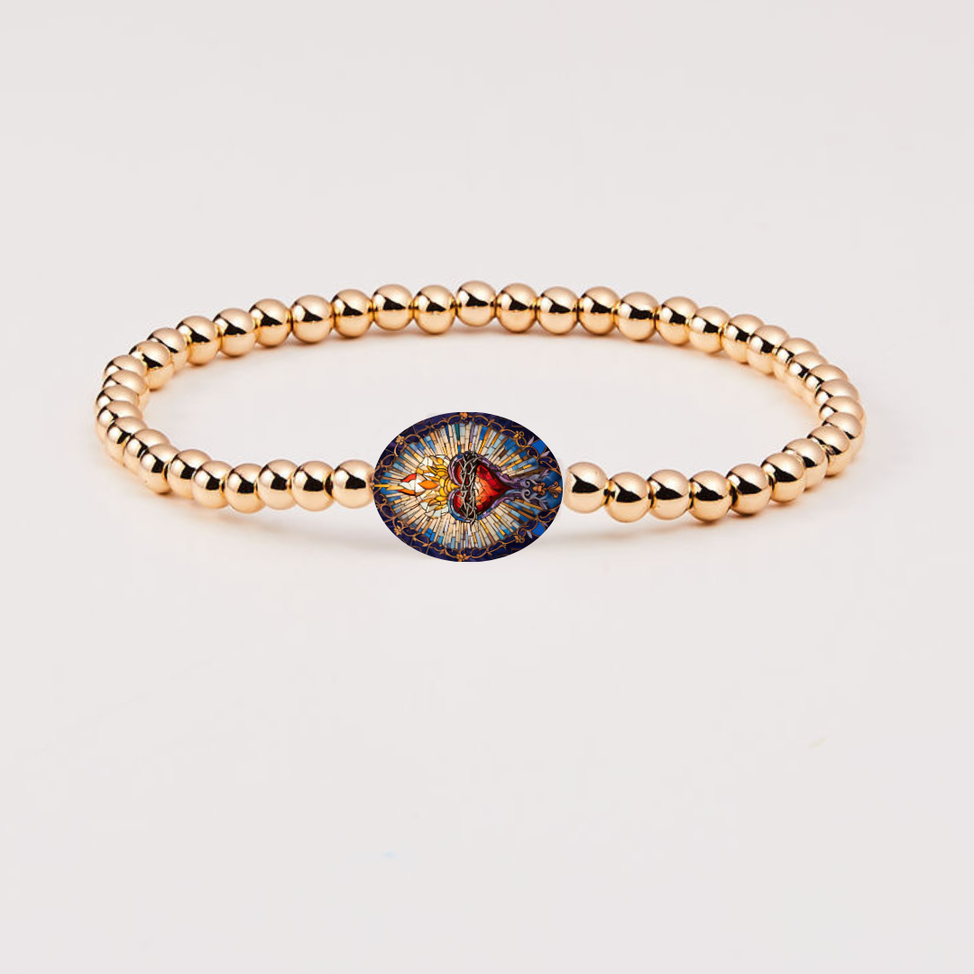 Holy Water Sacred Heart Bracelet | Waterproof Gold
