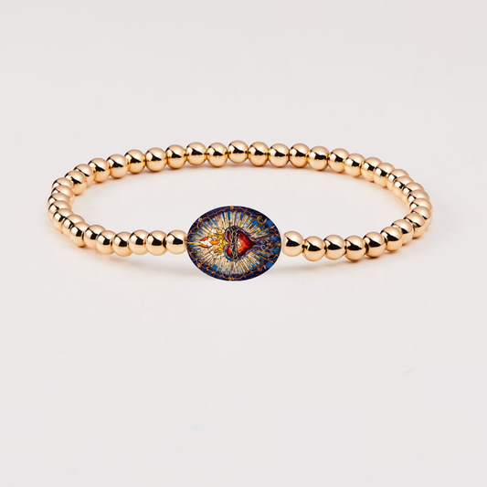 Holy Water Sacred Heart Bracelet | Waterproof Gold