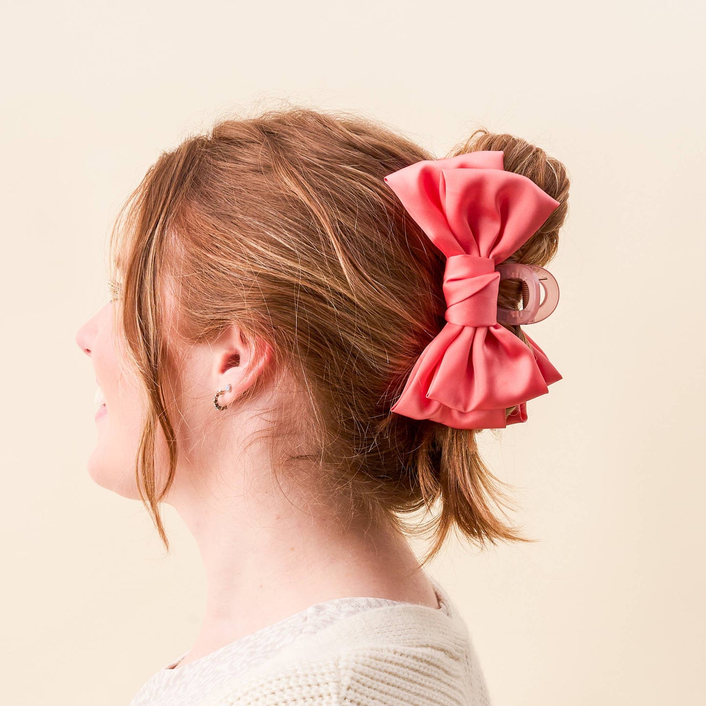 Satin Bow Claw Clip | Rose