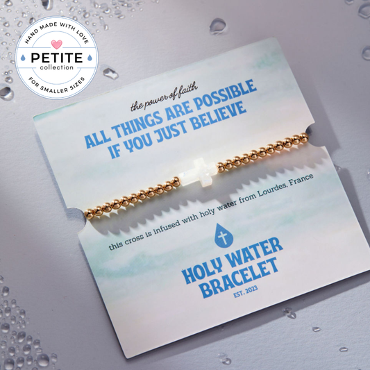 Petite Holy Water Cross Bracelet | Gold