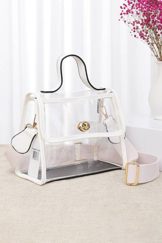 Clear Stadium Crossbody hand Bag | White