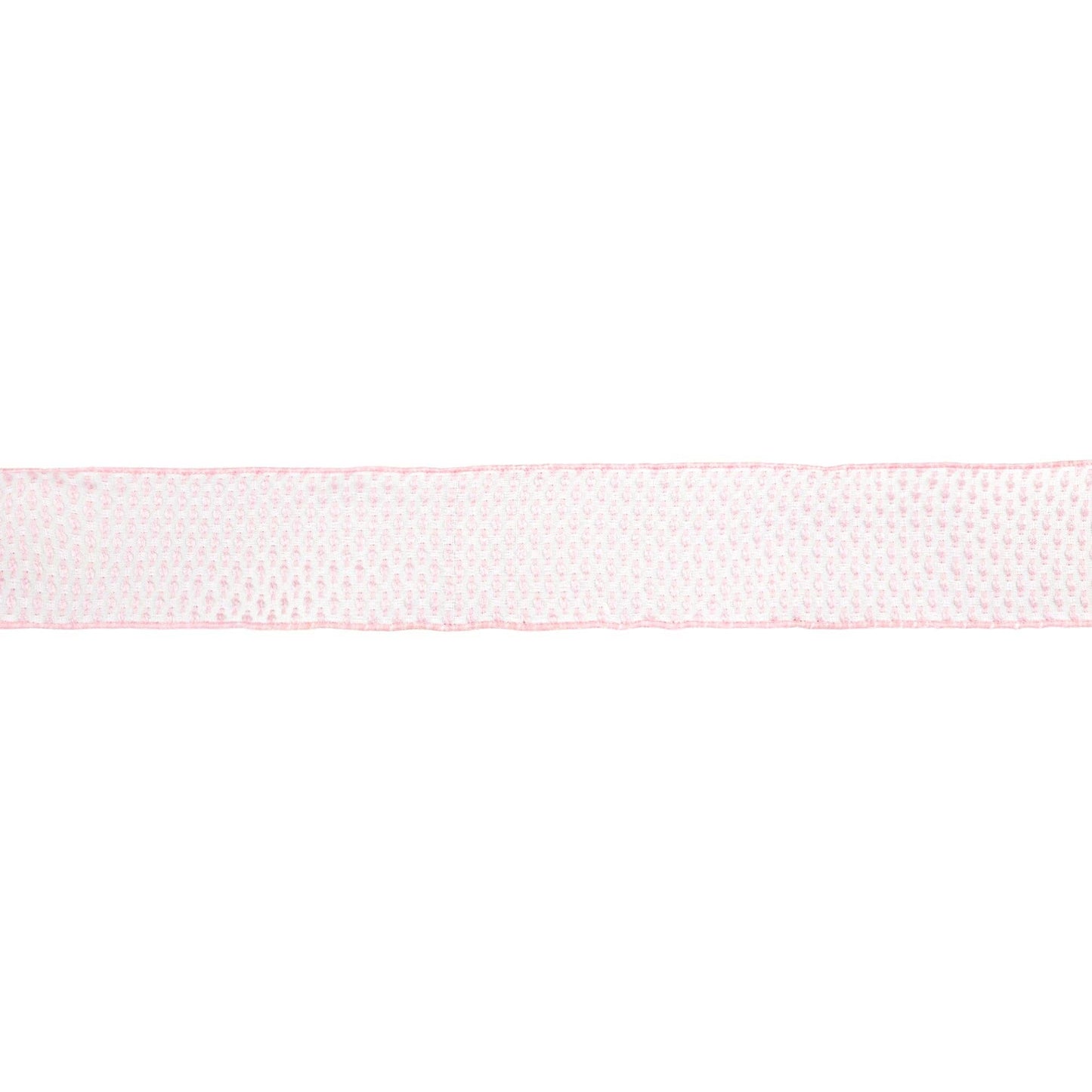 2.5" Wired Ribbon | Pink/White Woven