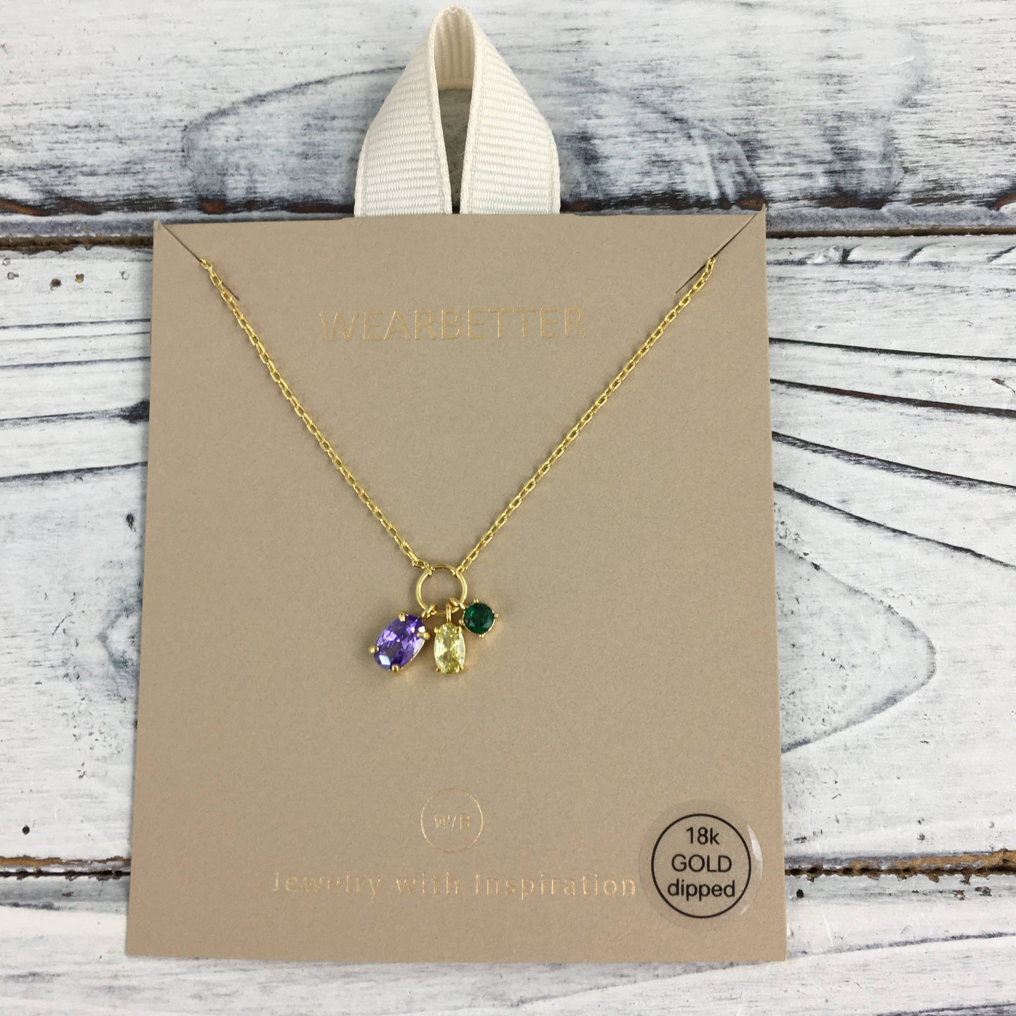 Mardi Gras 3-Gem Necklace 