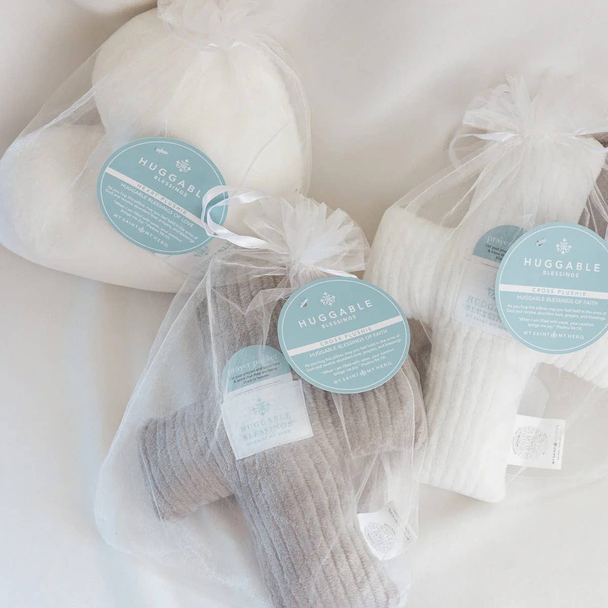 Huggable Cross Prayer Pillow | Gray