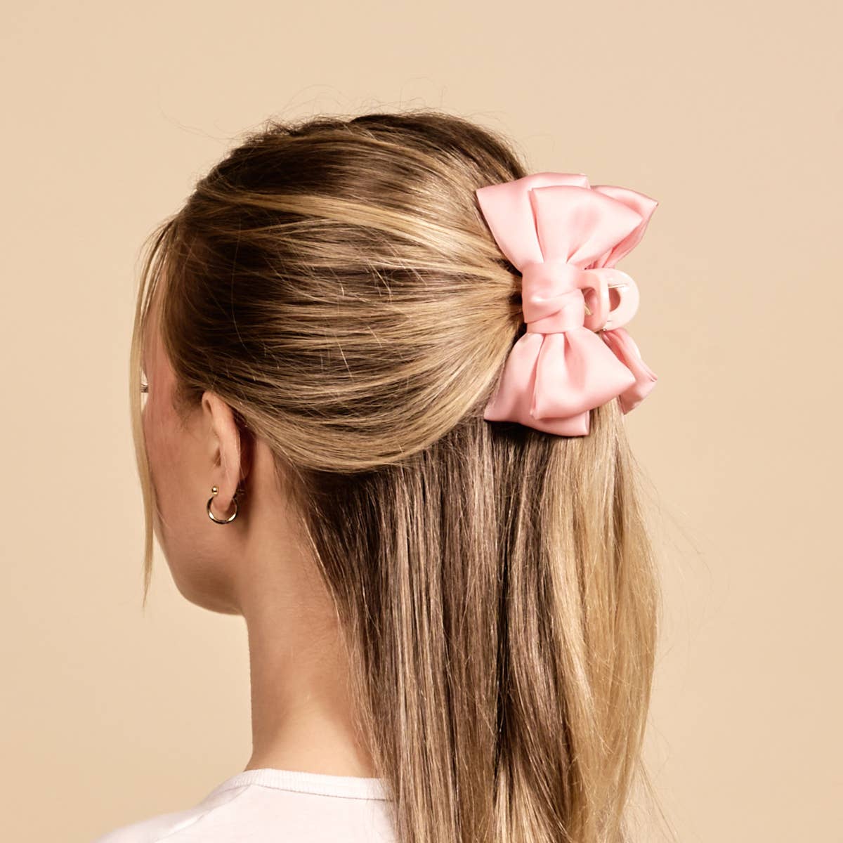 Mini Satin Bow Claw Clip | Blush