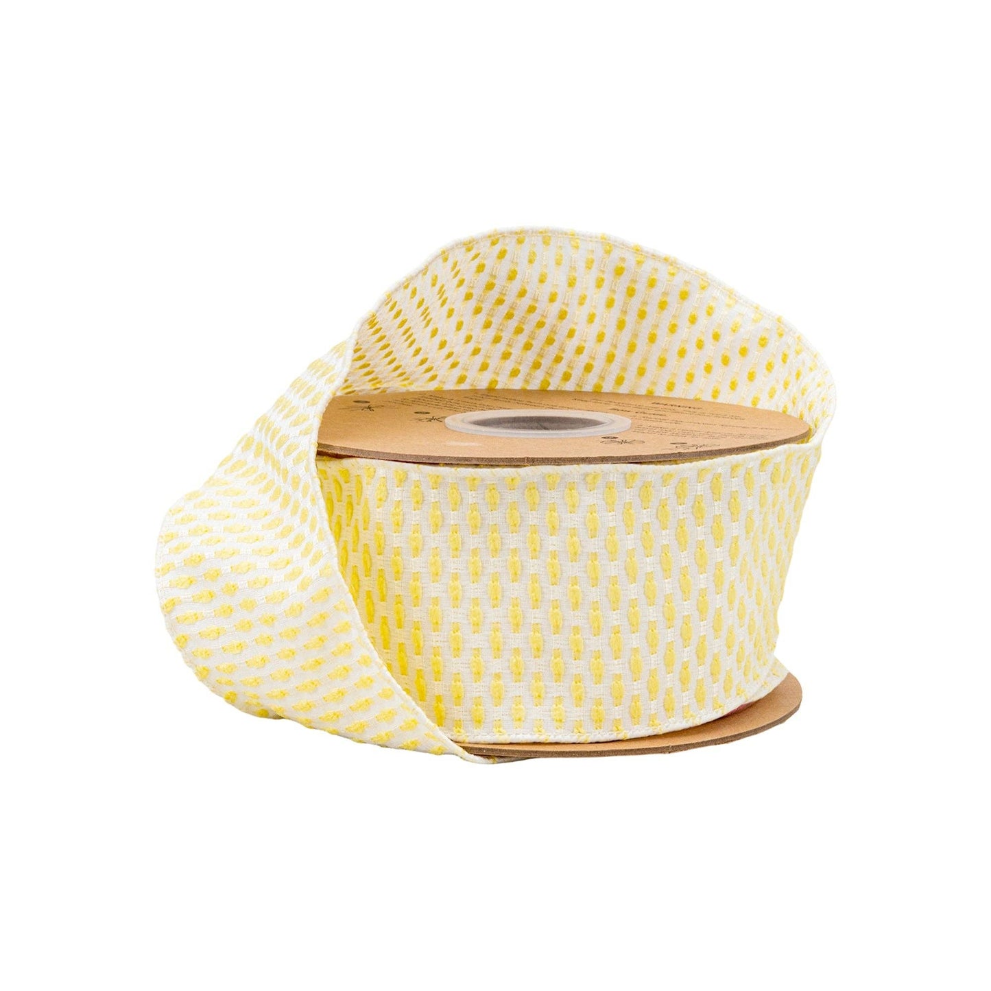 2.5" Wired Ribbon | Yellow/White Woven