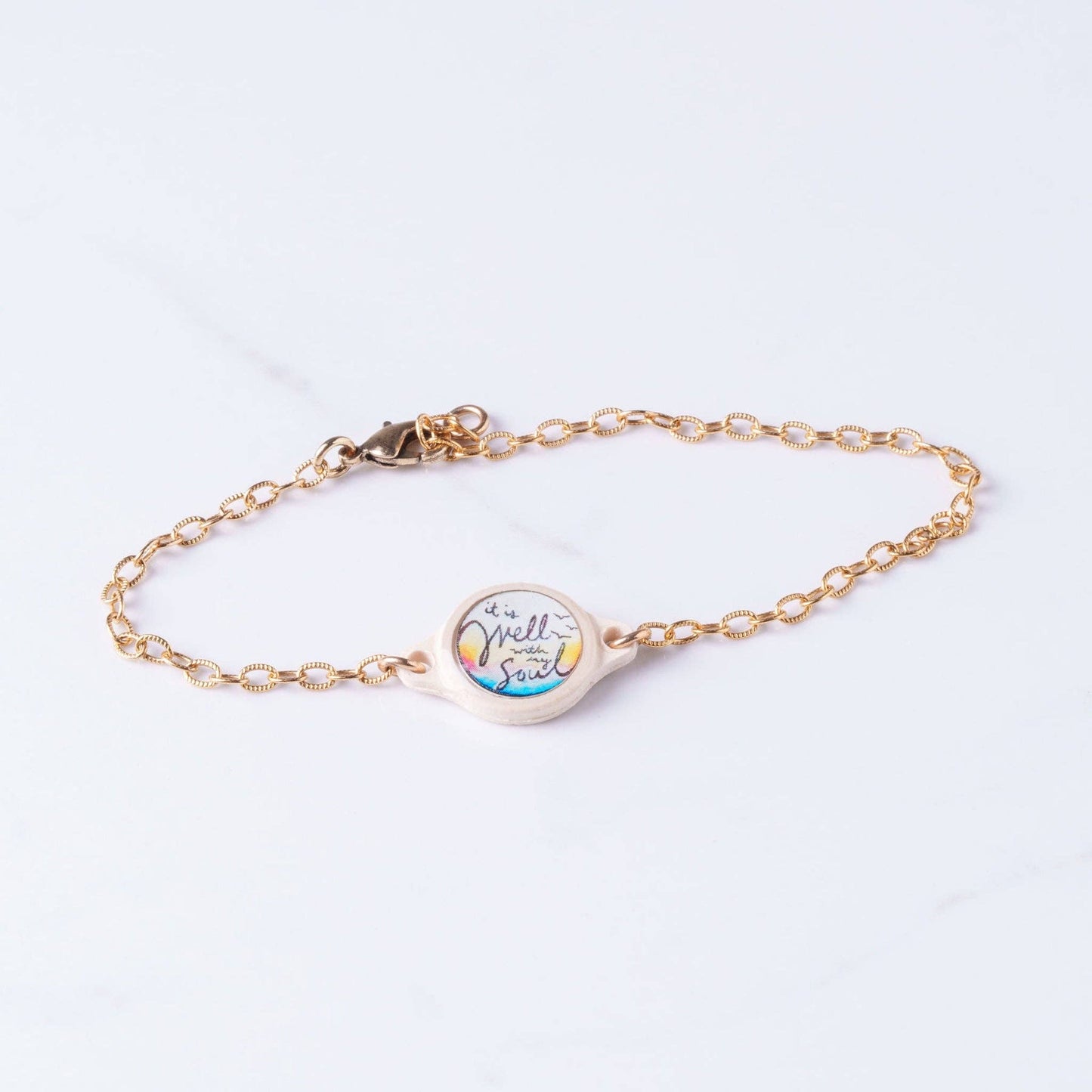Tap To Pray® Bracelet | Sea Foam + Cross