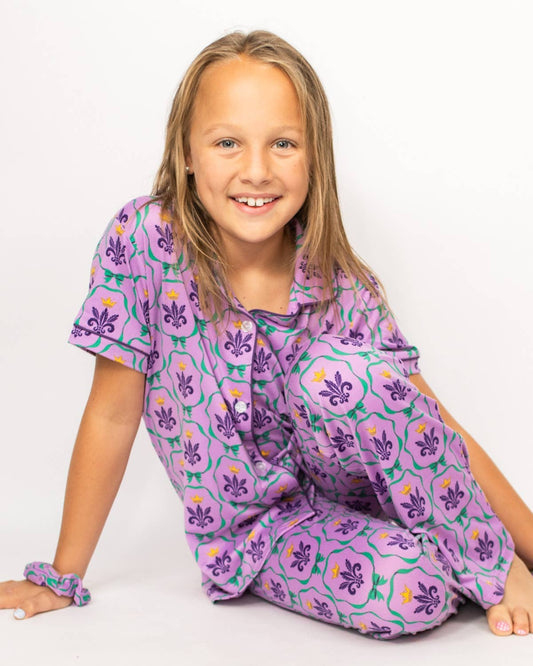 Girl's Mardi Gras Bow Pajama Set