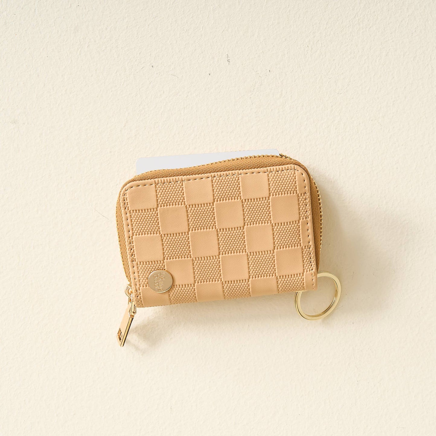 The Darling Effect - Zip Around Wallet-Tan Check